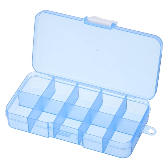 10 Grids Jewelry Organizer Box, 4 Pack Clear Plastic Jewelry Boxes Storage Container for Beads Style 2, Blue