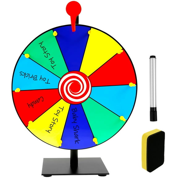 10 Grids Prize Wheel DIY Interactive Spin Wheel with Board Eraser and Pen Erasable Tabletop Roulette Spinner for Home Trade Show Carnival Party