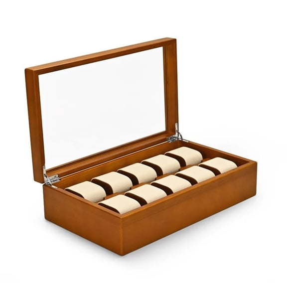 10 Grids Solid Wood Jewelry Organizer Box Watch Holder Storage Case Watch Display Box For Man Women