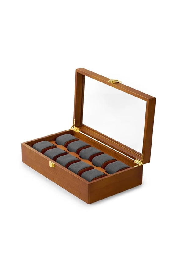 10 Grids Solid Wood Jewelry Organizer Box Watch Holder Storage Case Watch Display Box For Man Women