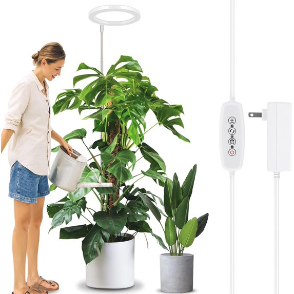10" Grow Light for Indoor Plants, Full Spectrum Plant Lamp with160 LEDs, 4H/8H/12H Timer, 10 Dimmable Levels, 3 Spectrum Modes, Height Adjustable 61", Ideal for Growing Large Tall Plants