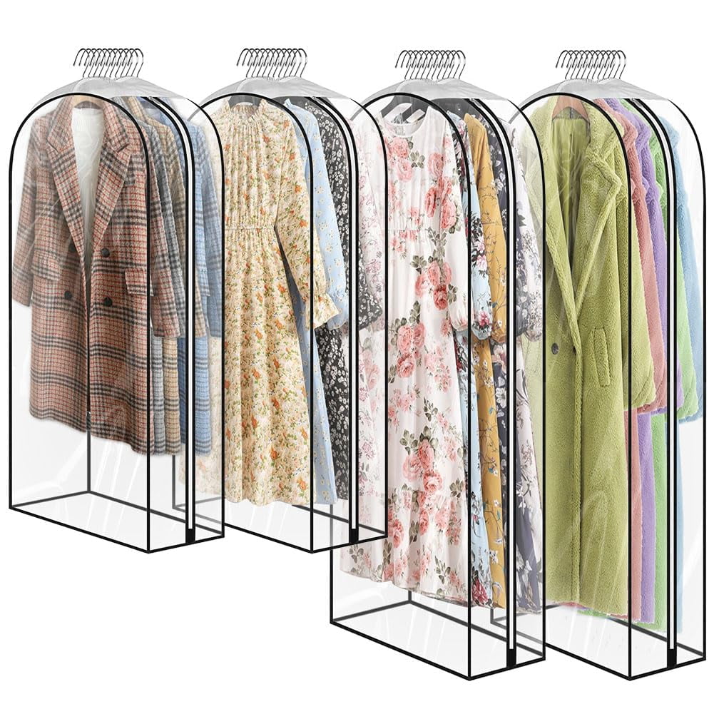 10 Clear Garment Bags For Dance Costumes - 40" Long, 4 Zipper Pockets, Foldable To Handbag, With Name Tag