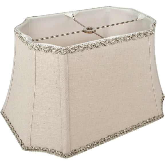 10'' H Linen Bell Lamp Shade Cut Corner Design with Lace Trim (Rectangular)
