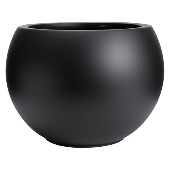 10 H x 14" Dia (10" Pot Opening) Round Fiberstone Planter with Drainage Hole, Black, Indoor/Outdoor Large Plant Pot for Home Patio Garden, Ideal for Large Plants