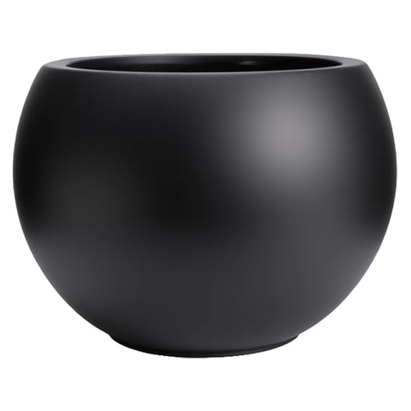 10 H x 14" Dia (10" Pot Opening) Round Fiberstone Planter with Drainage Hole, Black, Indoor/Outdoor Large Plant Pot for Home Patio Garden, Ideal for Large Plants