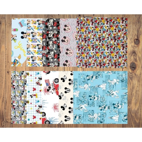 10 Half Yards - Assorted Disney Mickey Mouse Half Yard Bundle