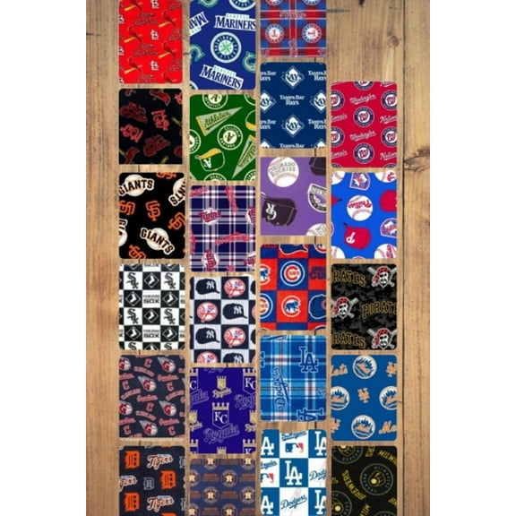 10 Half Yards - Assorted Sport Teams Baseball Licensed Fleece Fabric Bundle (Single Bundle)