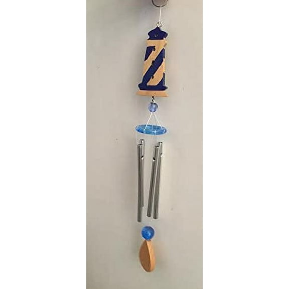 10" Hand Crafted Hanging Mobile Unique Wooden Wind Chimes Ocean Light House LightHouse New