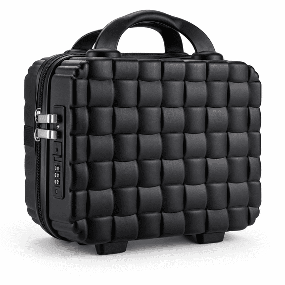 10" Hard Shell Travel Makeup Case With Lock (black)