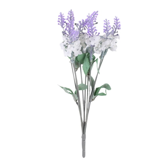 10 Head Artificial Flower Bouquet Home Living Room/Dining Table Decor Wedding Photography Prop Flowers,Artificial Purple Lavender Spring Bush, for Indoor Use(White,13.8")