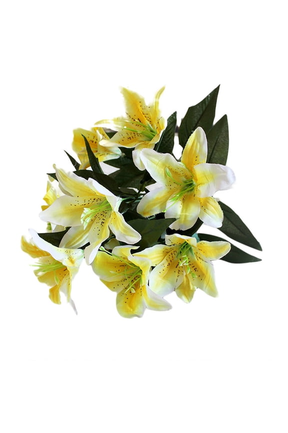 10 Heads Artificial Fake Silk Lilies Flower Bridal Bouquet Wedding Party Decor