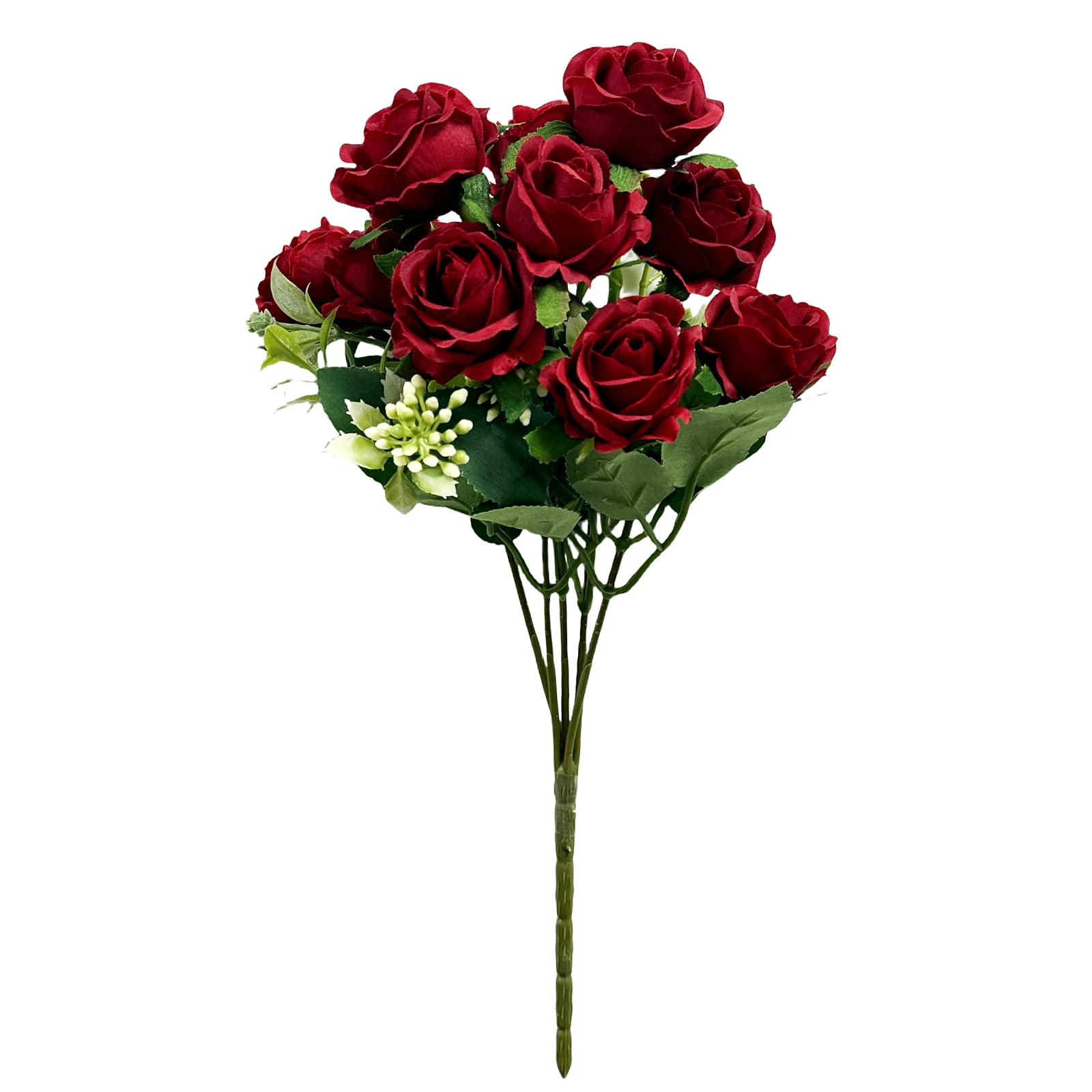 10 Heads Artificial Rose Flowers Bouquet Silk Flower Roses with Stems ...