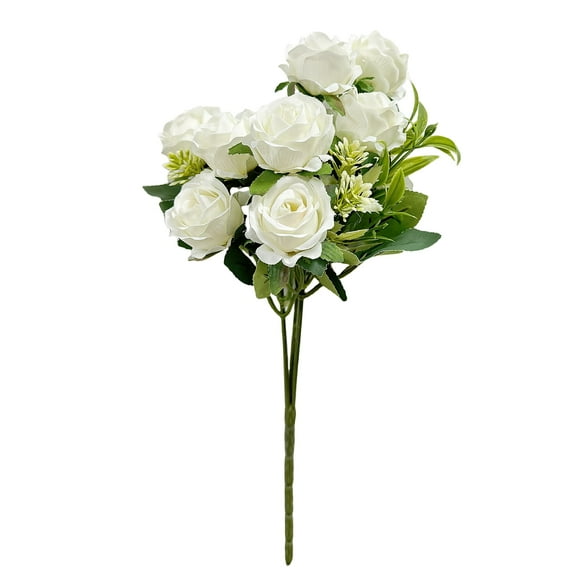 10 Heads Artificial Rose Flowers Bouquet Silk Flower Roses with Stems Home Bridal Wedding Party Festival Decor