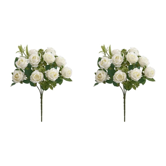 10 Heads Artificial Roses Bouquet, Realistic Fake Flowers for Wedding Centerpieces, Home Table, Farmhouse, Kitchen, and Indoor Decoration, 2 Pack