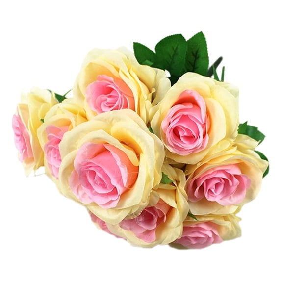 10 Heads Artificial Silk Rose Flowers Small Bouquet Flores Home Party Spring Wedding Decoration Fake Flower, Artificial Roses Flowers 1 Bundle