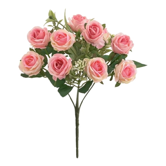 10 Heads Fake Roses, Ngxiha Rose Bouquet Artificial Flowers for Outdoors Spring Decor Uv Resistant Fake Flower Bouquet Faux Silk Roses for Wedding Home Kitchen Dining Table Centerpieces