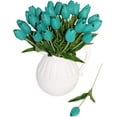thumbnail image 1 of 10-Heads Home Decoration Mini Tulip Real Touch Tulip Artificial Flowers Bouquets (Dark Teal), 1 of 5