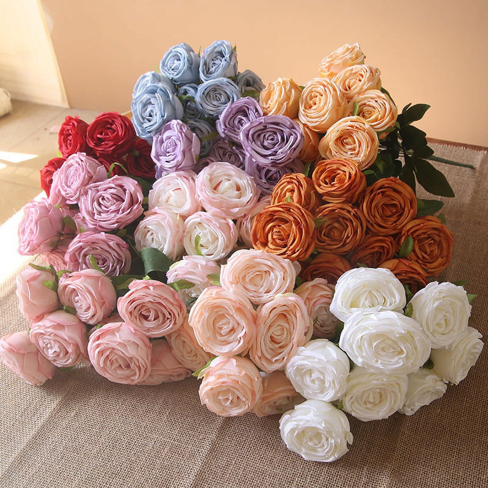 10 Heads Vintage Artificial Rose Decoration Silk Flowers with Stems  Bouquets for DIY Fall Flower Wall Wreath Wedding Party Home Hotel Office  Baby Shower Indoor Décor - Walmart.com, image size:1600x1600