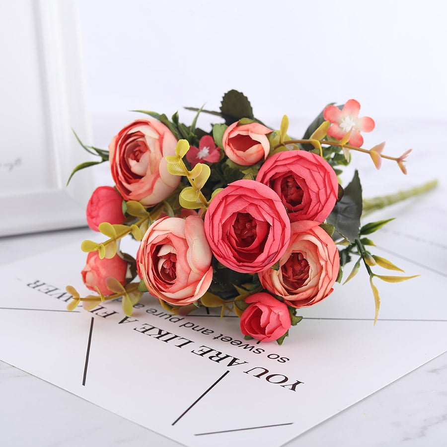 10 Heads Vintage Tea Roses Artificial Flowers 6 head 4 Small bud 10 Heads Vintage Tea Roses Artificial Flowers 6 head 4 Small bud