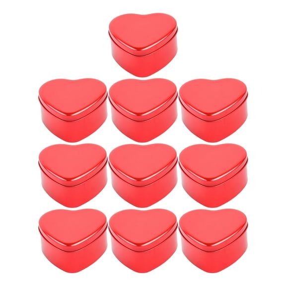10 Heart-Shaped Metal Tins for Chocolate & Candy Gifts - Red