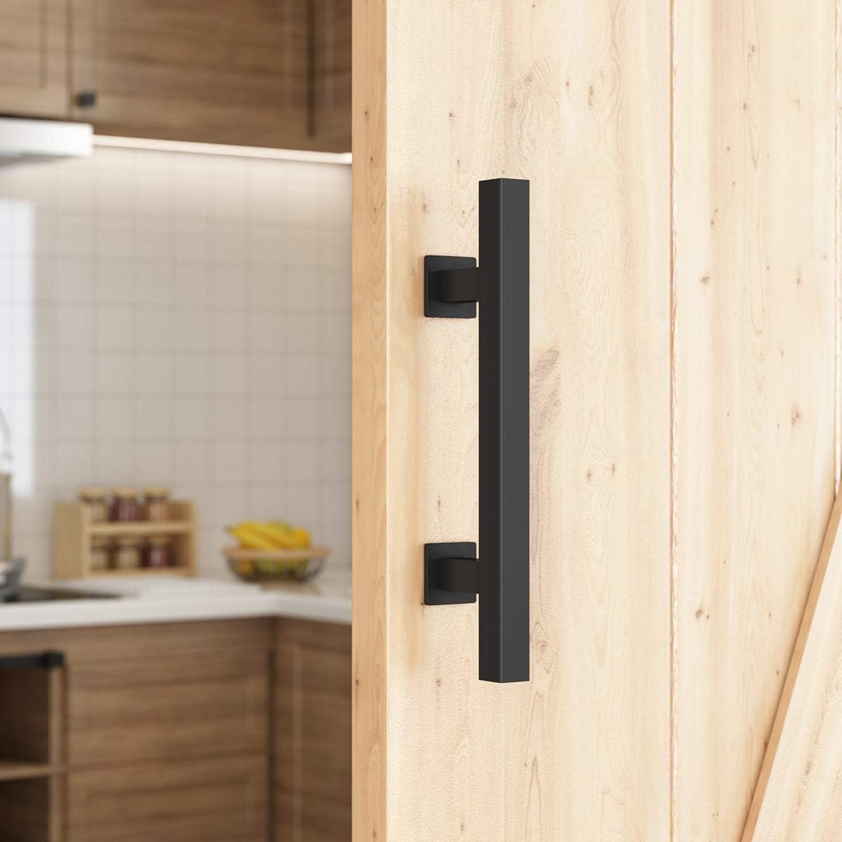 2-Pack 12-Inch Sliding Barn Door Handles With Pull Flush Set - For Cabinets, Closets & Furniture