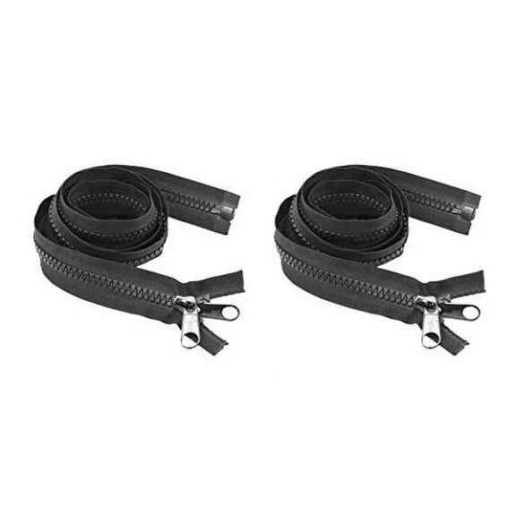 #10 Heavy Duty Zipper - Separating Plastic Zipper with Double Pull Tab Slider for Sewing Sleeping Bag Boat Cover Trampoline Dog Bag Tent by Mandala Crafts 2 PCs Black 30 Inches