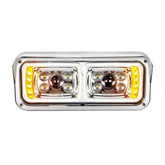 10 High Power LED "Chrome" Projection Headlight W/LED Turn Signal & Position Light Bar -Driver