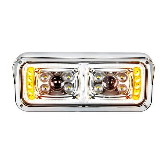 10 High Power LED "Chrome" Projection Headlight W/LED Turn Signal & Position Light Bar -Passenger