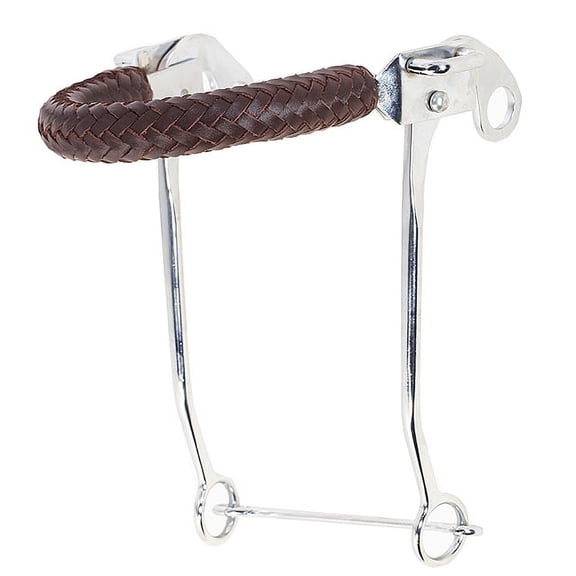 10" Hilason Western Chrome Plated Breaded Leather Noseband W/ Cheeks