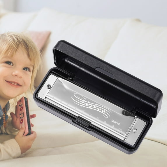 10 Hole 20 Tone Harmonica Portable Harmonica Adults Gift 10 Hole 20 Tone Harmonica (Silver)
