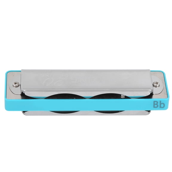 10-Hole Blues Harmonica Bb Key Diatonic Wind Musical Instrument for Beginner Practice with Case Cloth AM-20D Blue (4.72 inches / 12 cm Length) - Portable Brass Reed Organ