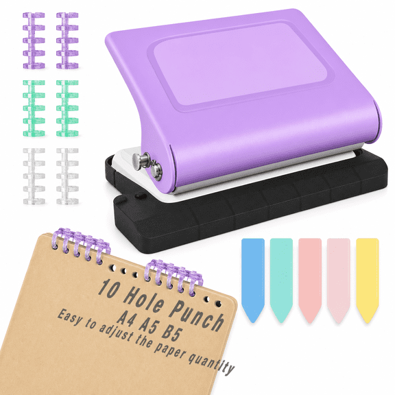 10-Hole Manual Paper Punch Binding Machine for Planners, Home Office Study
