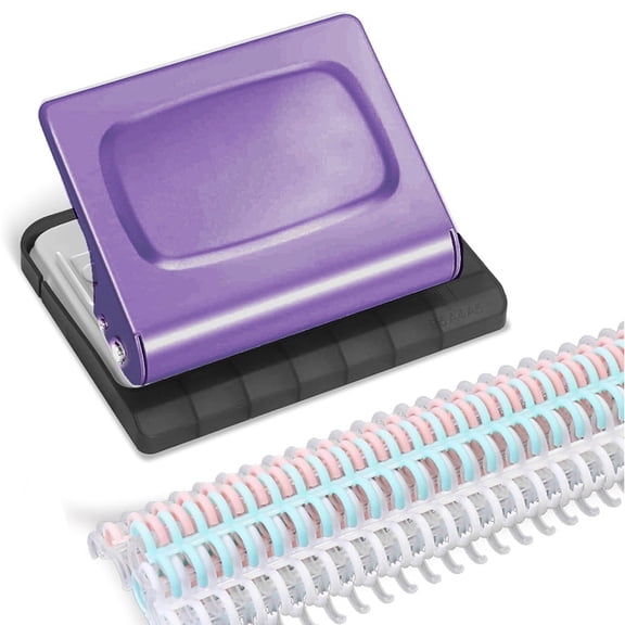 10 Hole Punch Binding Machine for Planners, with 10 Multi-Color Binder Rings, 30 Holes on A4, 20 Holes on A5