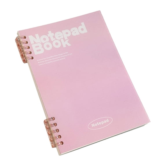 10-Hole Refillable Spiral Notebook A5 with Detachable Rings, Clear Cover College Ruled Filler Paper Notebook for Writing, Journal & Daily Note Taking(A5-Pink)