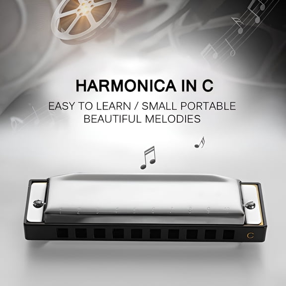 10 Holes Harmonica Diatonic Blues Harp Keys Mouth Organ for Blues Rock Country Folk Jazz