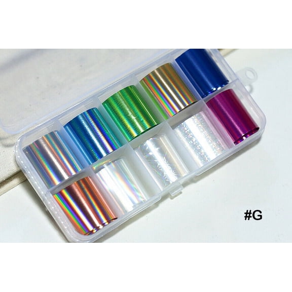 10 Holographic Nail Foils Starry Sky Glitter Foils Nail Art Transfer Sticker Set