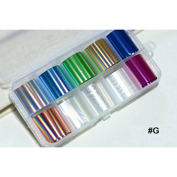 10 Holographic Nail Foils Starry Sky Glitter Foils Nail Art Transfer Sticker Set
