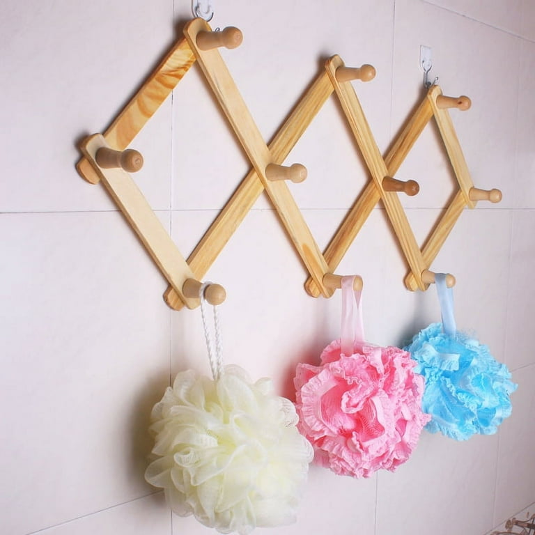 10 hook torched wood wall mounted expandable wooden hat mug coat office accordion peg coat rack hanger deals