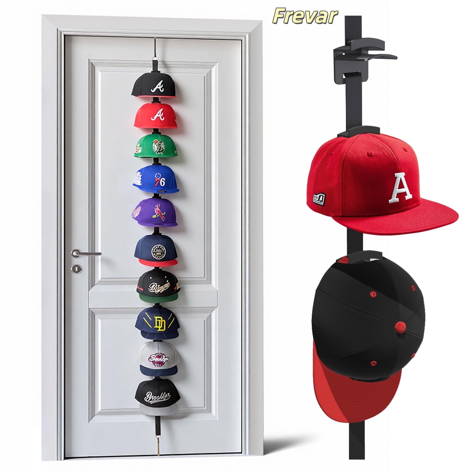 10 Hooks Hat Rack for Door - Two-Way Hanging Caps with Display Hooks ...