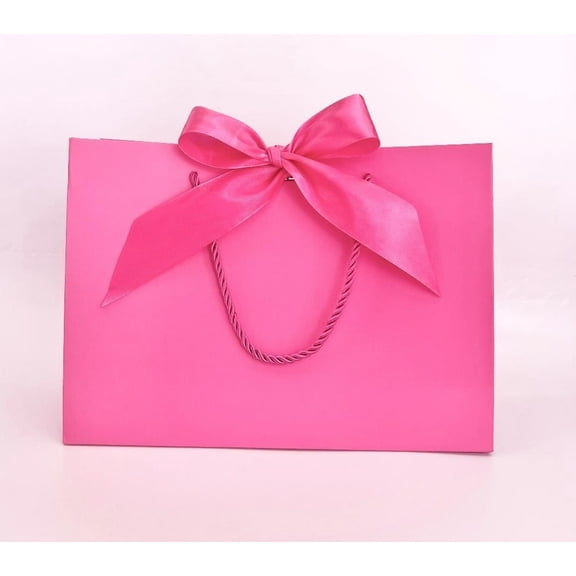 10 Hot Pink Gift Bags 11" x 7-3/4" x 4" for Gift Gifting, Birthdays, Party