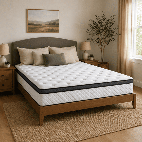 Sentryse 10 Inch King Size Hybrid Mattress in a Box, Euro Top Medium Feel with Pocket Springs and Wave Foam Comfort Layer