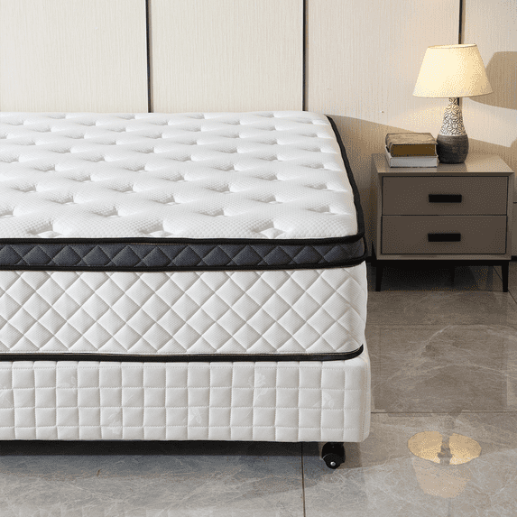 Sentryse 10" Full Size Mattress Euro Top Medium Firm Feel Foam and Pocket Spring Hybrid Mattress, Pressure Relief, Mattress in a Box