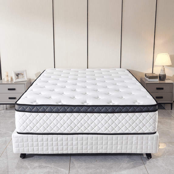 Sentryse 10" Twin Mattress Euro Top Medium Firm Feel Foam and Pocket Spring Hybrid Mattress, Pressure Relief, Mattress in a Box