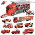 thumbnail image 1 of 10 In 1 Construction Toys Truck Storage Die-cast Vehicle Transporter Car Set Excavator Dump Truck Digger Backhoe for Kids Gift, 1 of 10