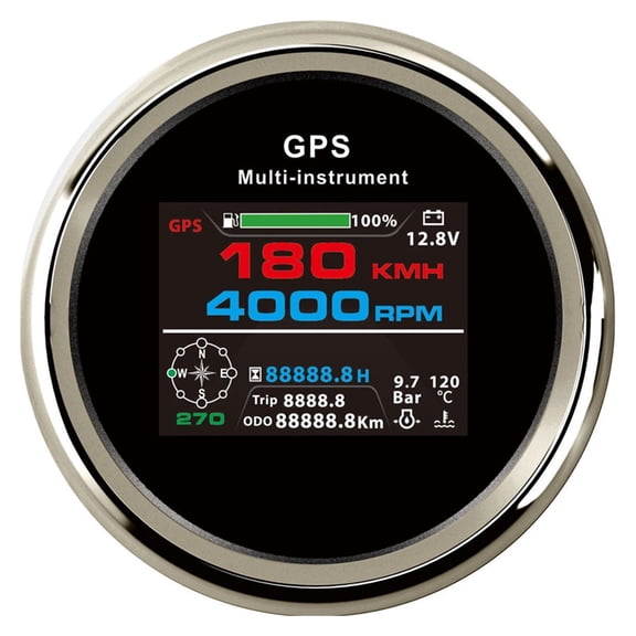 10 In 1 Multi-functional Car Boat Digital GPS meter Tachometer 0-9999RPM TFT Screen Display Hour Fuel/Water Temp Gau
