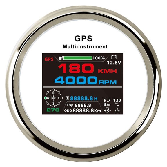 10 In 1 Multi-functional Car Boat Digital GPS meter Tachometer 0-9999RPM TFT Screen Display Hour Fuel/Water Temp Gau