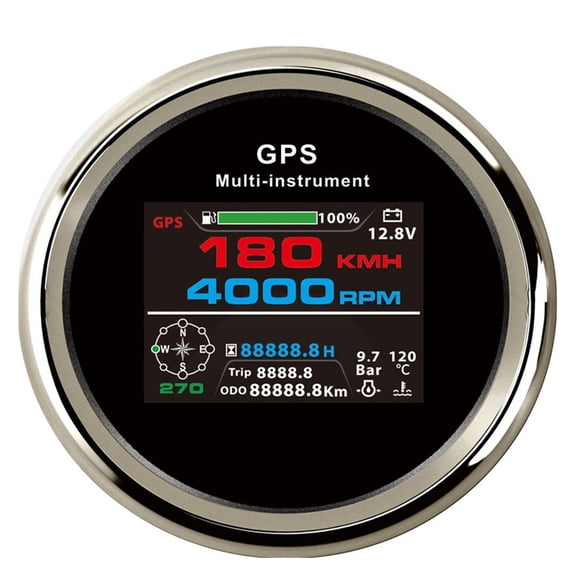 10 In 1 Multi-functional Digital Gauge 0-10 Bar/0-145psi Oil Pressure 40-120 Water Temperature GPS Speedometer For Boat Car ,Easy to Install