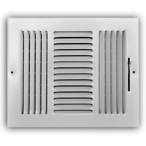 10 In. X 8 In. 3-Way Steel Wall/Ceiling Register In White