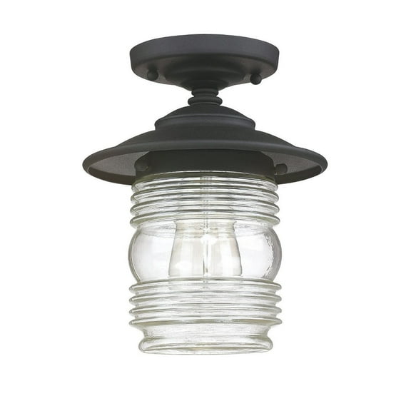 10 Inch 1 Light Outdoor Semi-Flush Mount In Urban/Industrial Style 8 High By 10 Wide-Black Finish Capital Lighting 9677Bk