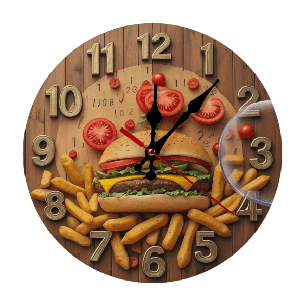 10 Inch 2D Antique Rustic Wooden Hamburger & Fries Food Design Wall ...
